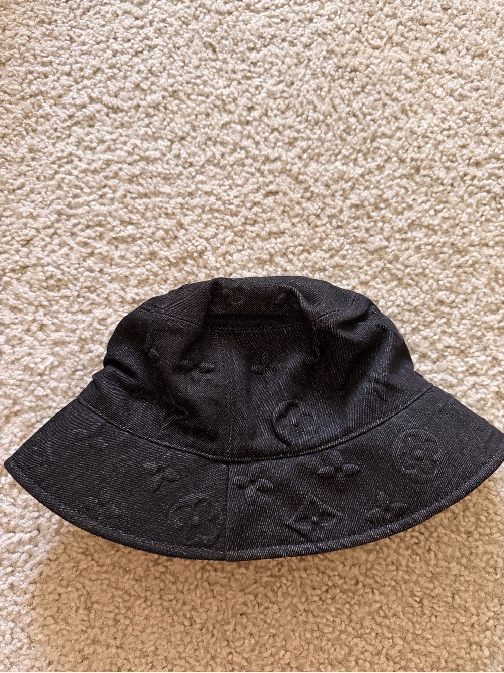 Louis Vuitton  Black Embossed Monogram Bucket Hat